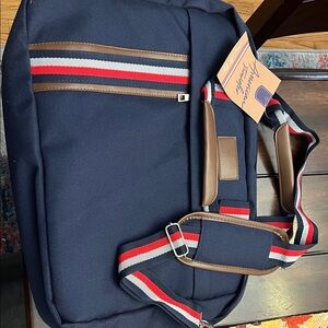 Brand new with tags Navy Messenger Bag with Striped Strap